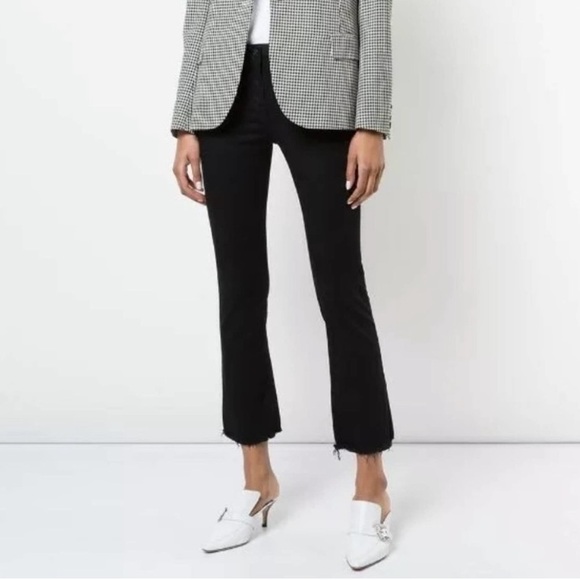 3X1 NYC Crop Baby Boot Mid Rise Frayed Jeans Black Tear Style W25CB0191 Size 26 - Picture 3 of 12